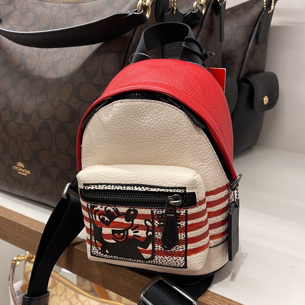 Coach Disney Mickey Mouse X Keith Haring Small West Backpack Crossbody - Picture 15 of 16